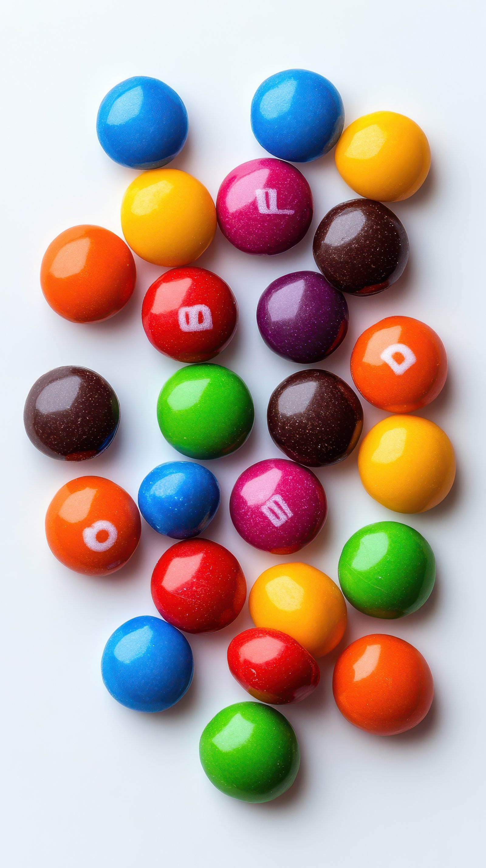 Colorful candy assortment on a white background showcasing various shapes and vibrant hues for a delightful treat experience